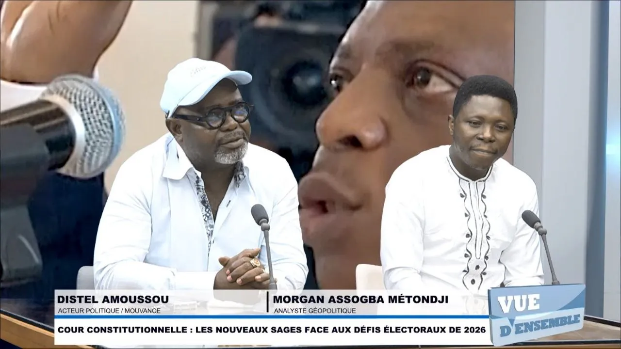 Morgan Assogba Metondji sur le plateau de l'émission Vue d'Ensemble en tant qu'analyste géopolitique